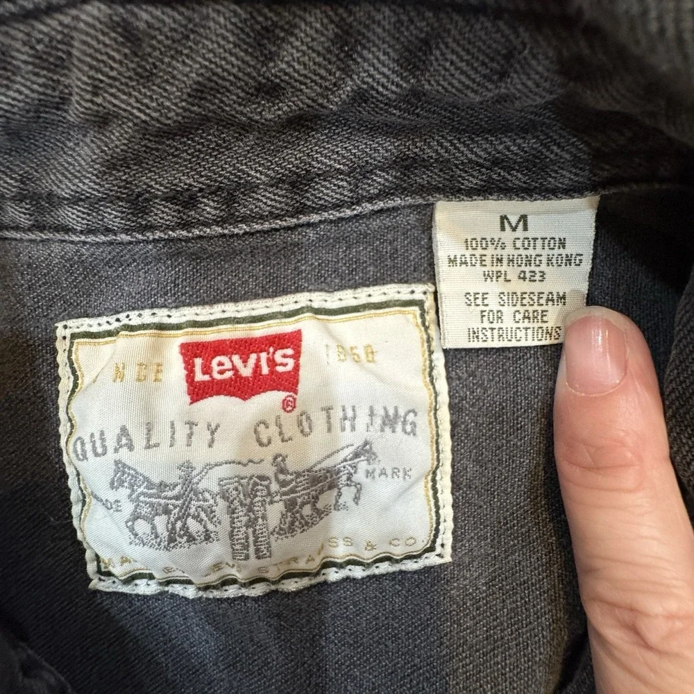 VTG 1996 Levi's Red Tab Black Denim Shirt Vest Mens Sz M Oversized Grunge Biker